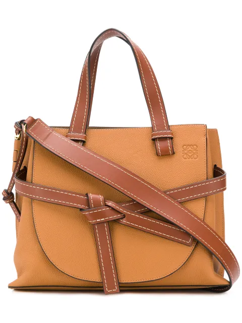 Click to view more detailed imagery on our partner's website Loewe Gate Top-handle Small Leather Tote Bag In Brown