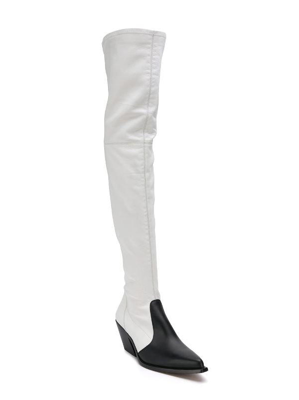 black and white over the knee boots