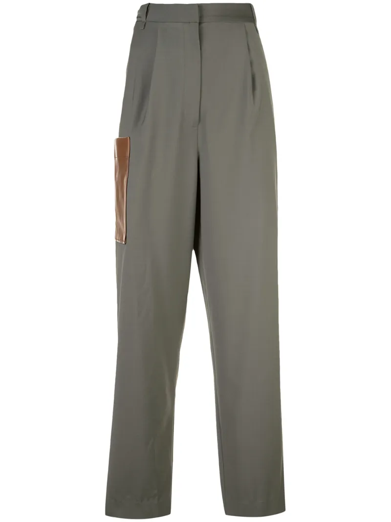 Tibi Tablier Plainweave Straight Leg Paperbag Pants