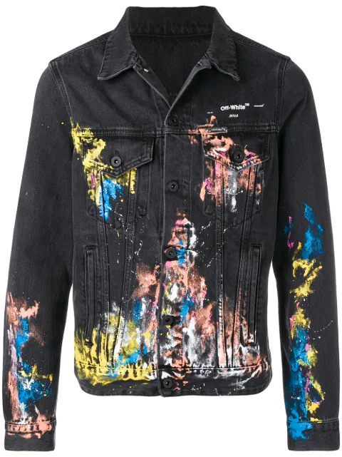 off white paint splatter denim jacket