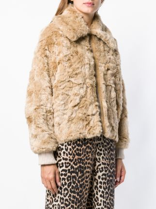 faux fur zipped jacket展示图