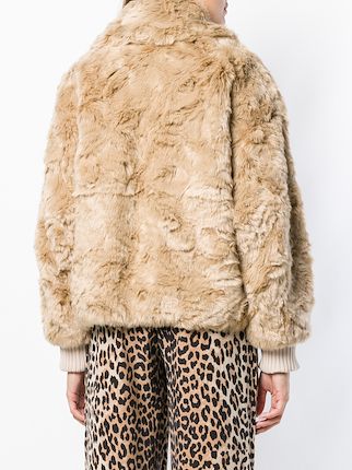 faux fur zipped jacket展示图