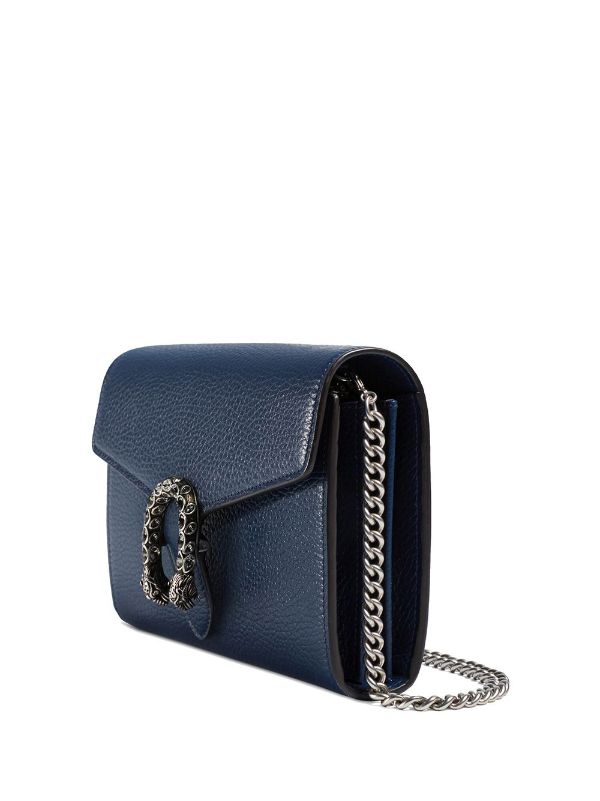 Blue Gucci Dionysus Leather Mini Chain Bag For Women 