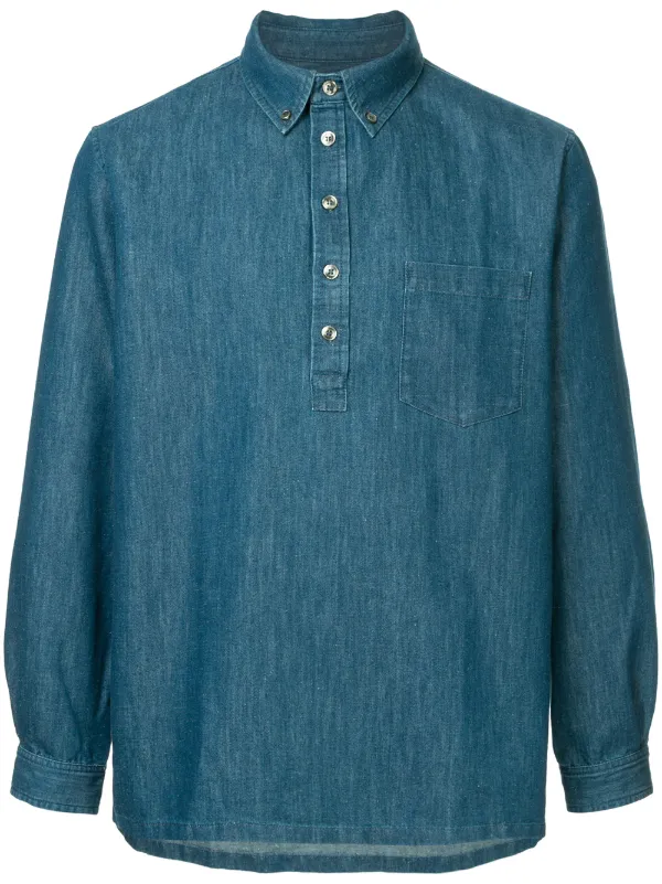half button denim shirt