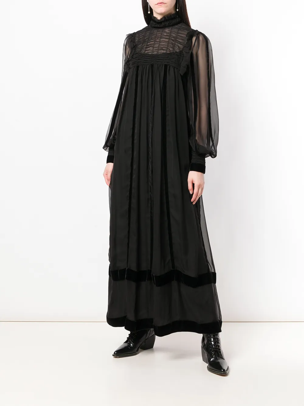 Alberta Ferretti sheer maxi dress - Zwart