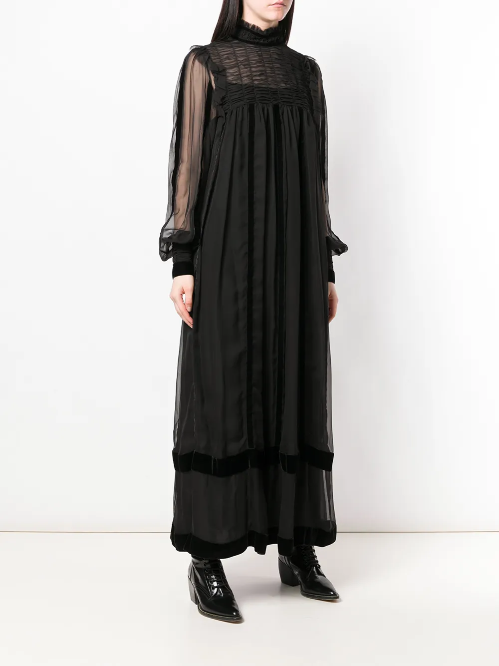 Alberta Ferretti sheer maxi dress Zwart