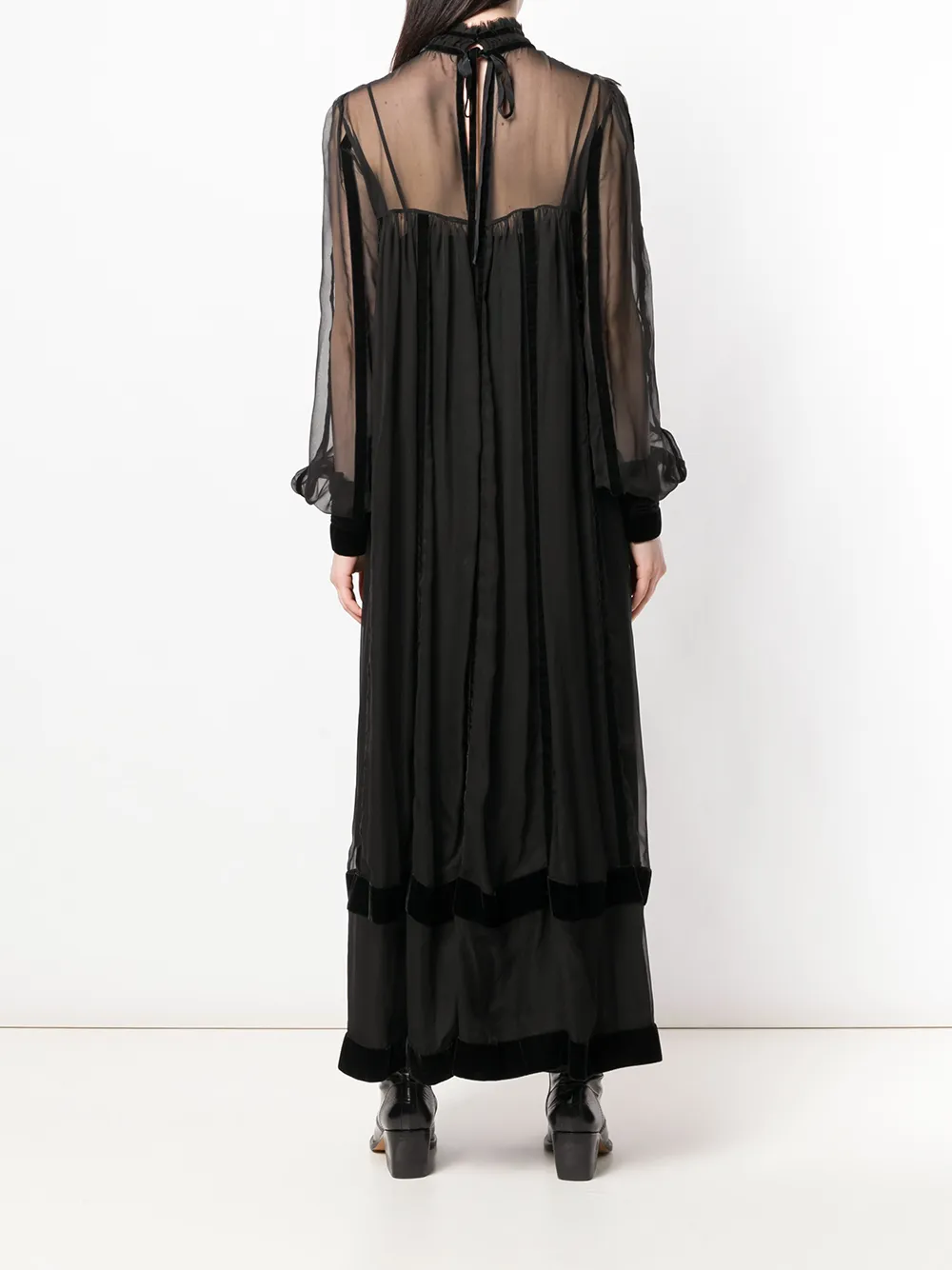 Alberta Ferretti sheer maxi dress Zwart