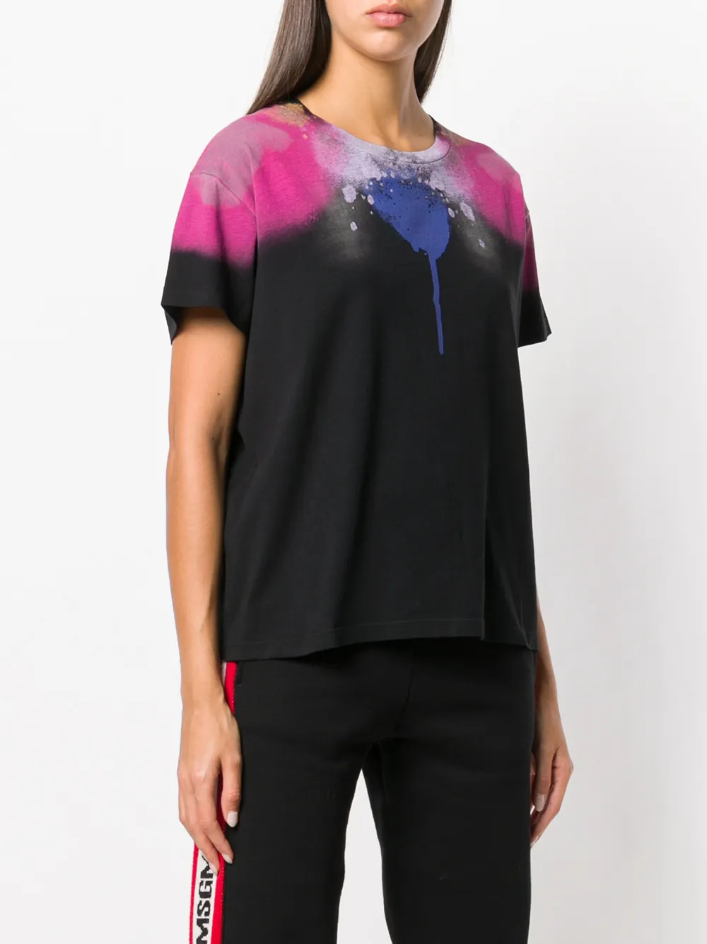 COUNTY OF MILAN abstract spray paint print T-shirt Zwart