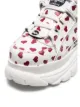 Buffalo white and red heart print cyber platform leather sneakers