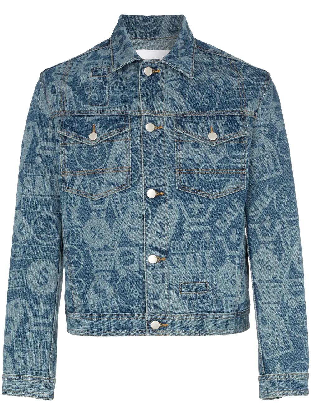 Cmmn Swdn Jeans CMMN SWDN 'BRANDON' JEANSJACKE MIT PRINT - BLAU