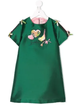 Vestito con motivo uccelli