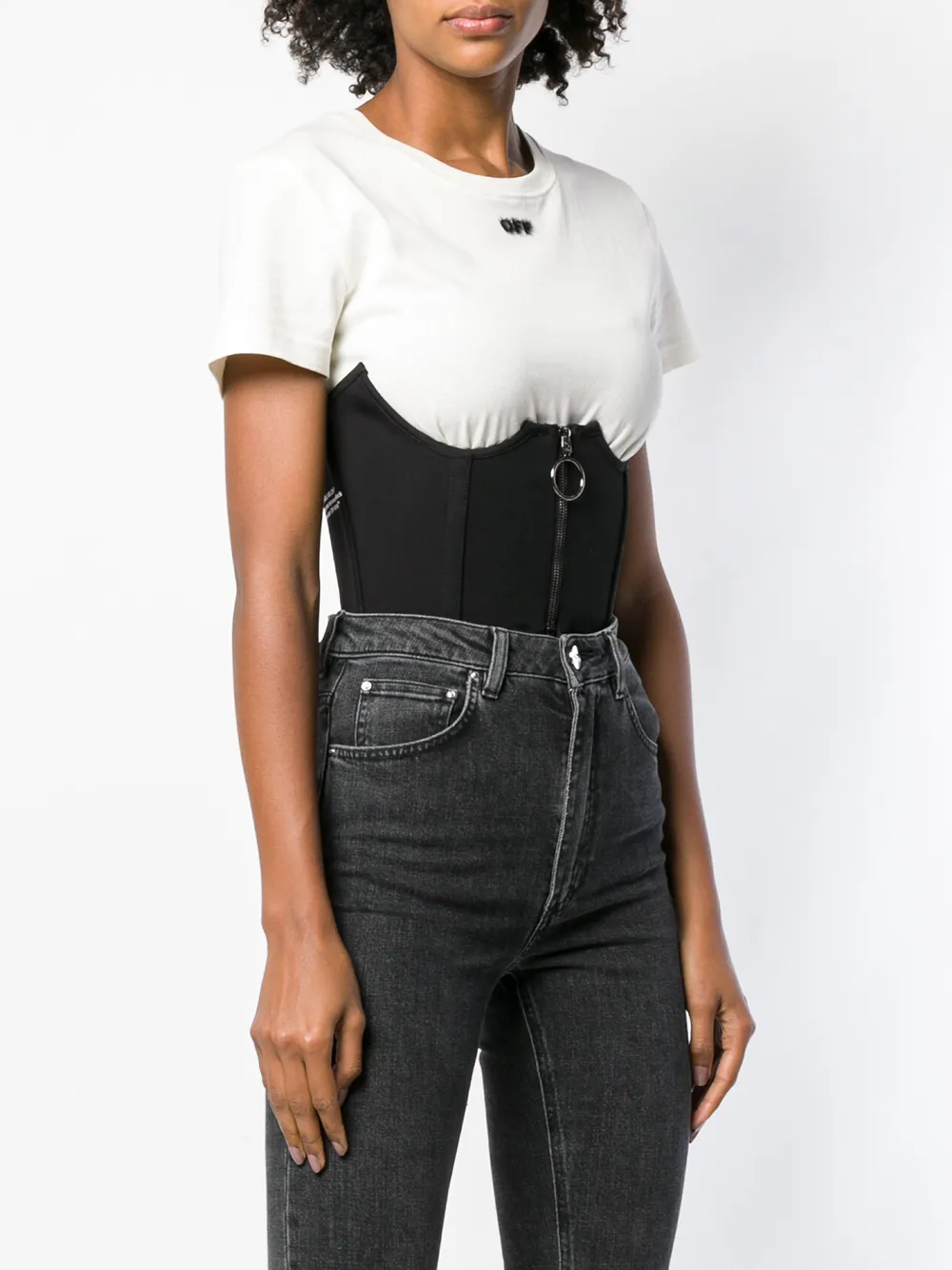 Off White Klassisches Korsett   Schwarz 