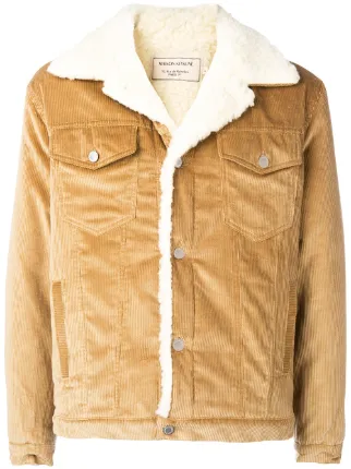 maison kitsune jean faux fur coat