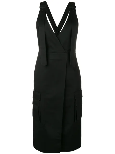 JUUN.J JUUN.J WRAP STYLE PINAFORE DRESS - BLACK