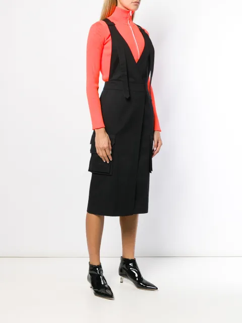 JUUN.J JUUN.J WRAP STYLE PINAFORE DRESS - BLACK