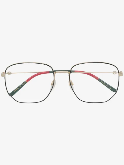 Gucci Eyewear Web detail hexagonal-frame glasses
