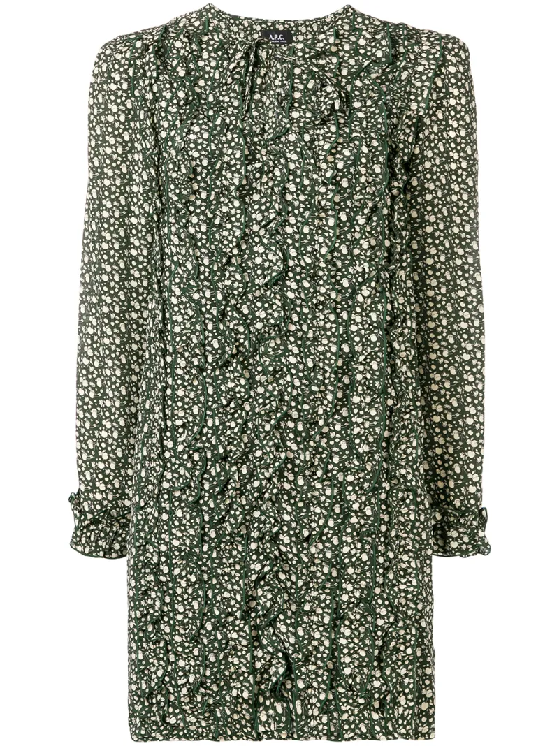 A.P.C. платье смещенного силуэта с рюшами
