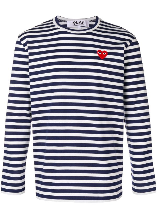 Comme Des Garçons Play Striped Heart Logo T-shirt - Farfetch