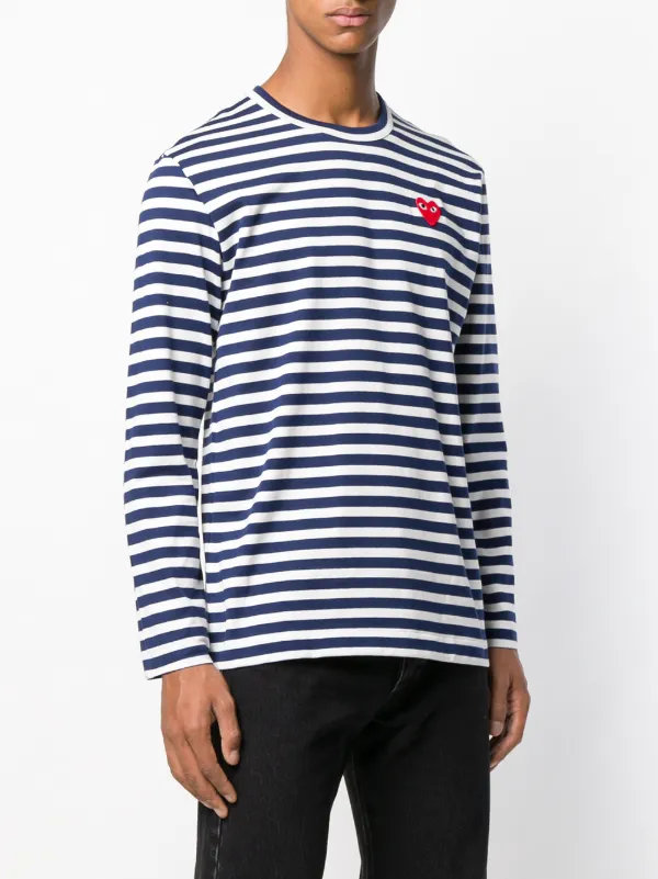 Comme Des Garçons Play Striped Heart Logo T-shirt - Farfetch