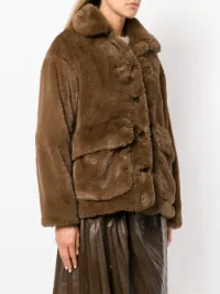 maison kitsune jean faux fur coat