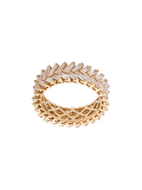 Anita Ko 18kt yellow gold diamond baguette double row ring