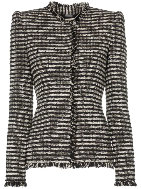 Alexander McQueen frayed edges fitted tweed jacket