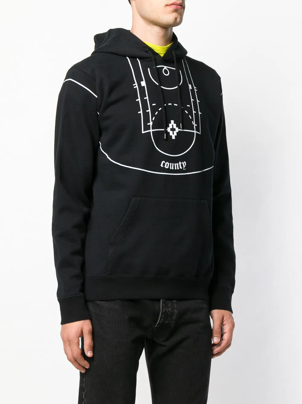  County Of Milan Kapuzenpullover Mit Basketballplatz Print   Schwarz 