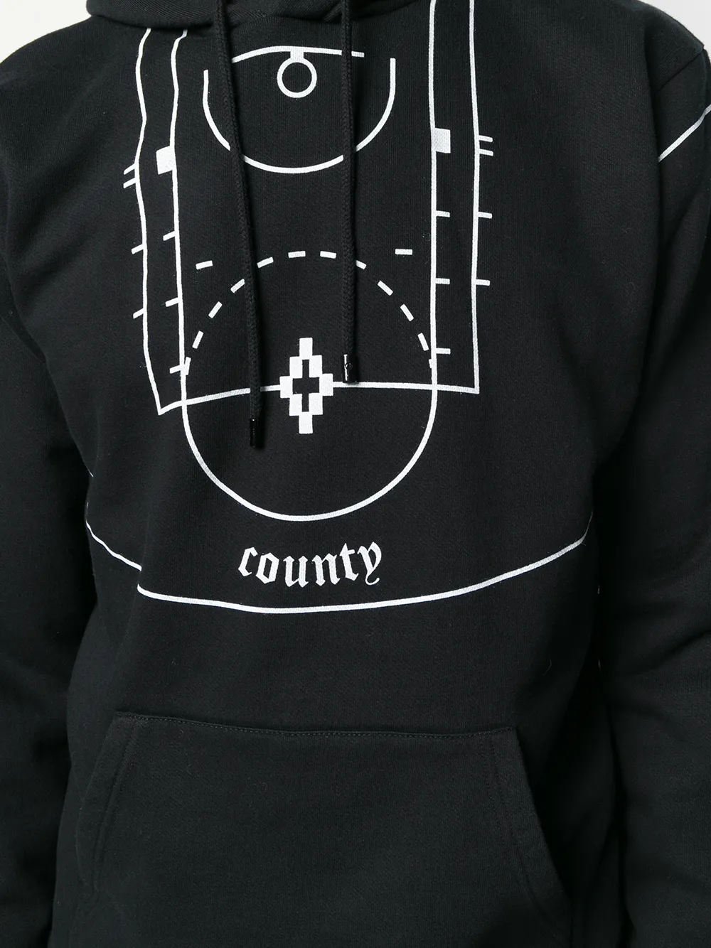 COUNTY OF MILAN basketball court print hoodie Zwart