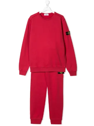 red stone island tracksuit