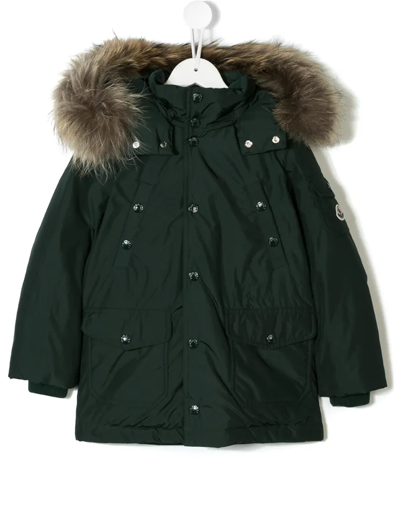 Moncler Kids парка-пуховик с меховой отделкой