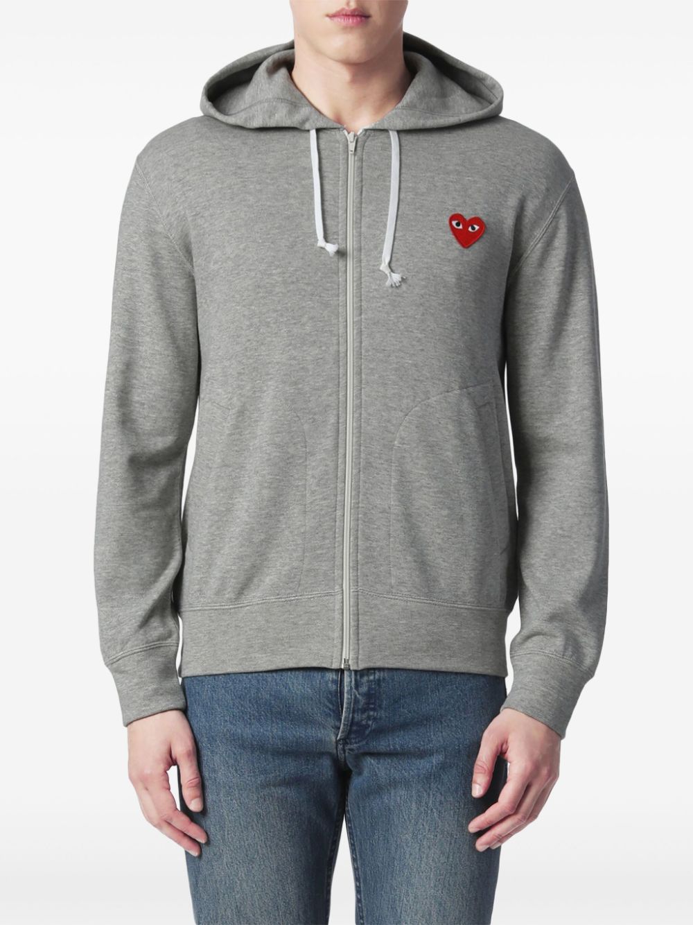 Comme Des Garçons Play 5 Heart-print cotton hoodie - Grey