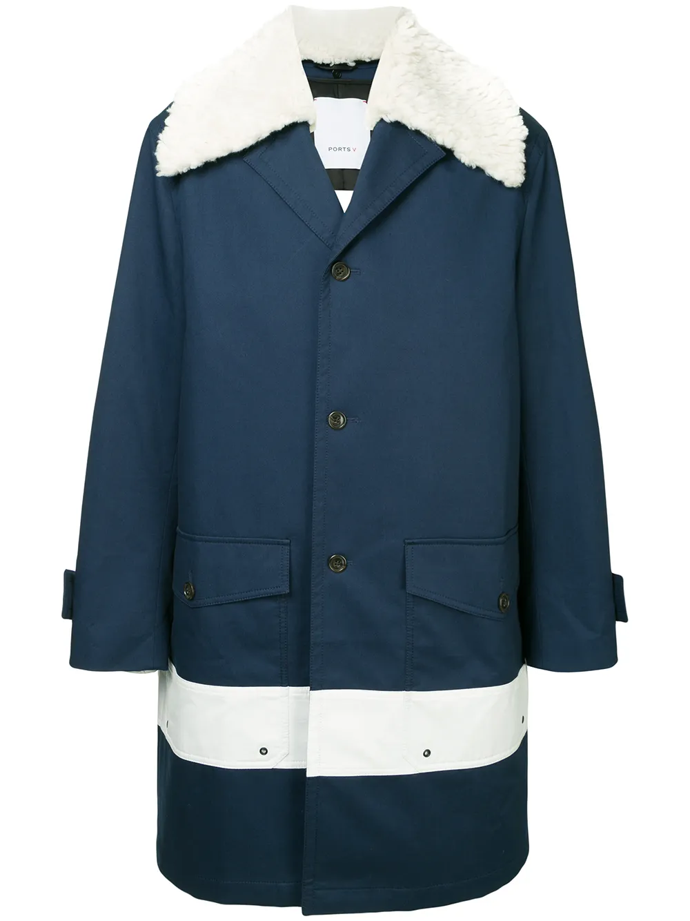 Ports V manteau en denim à doublure texturée - Bleu Ports V manteau en denim à doublure texturée - Bleu