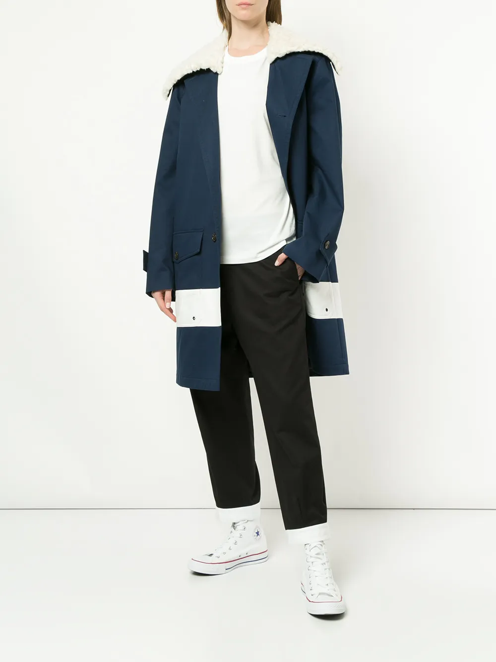 Ports V Jas met lammy afwerking Blauw