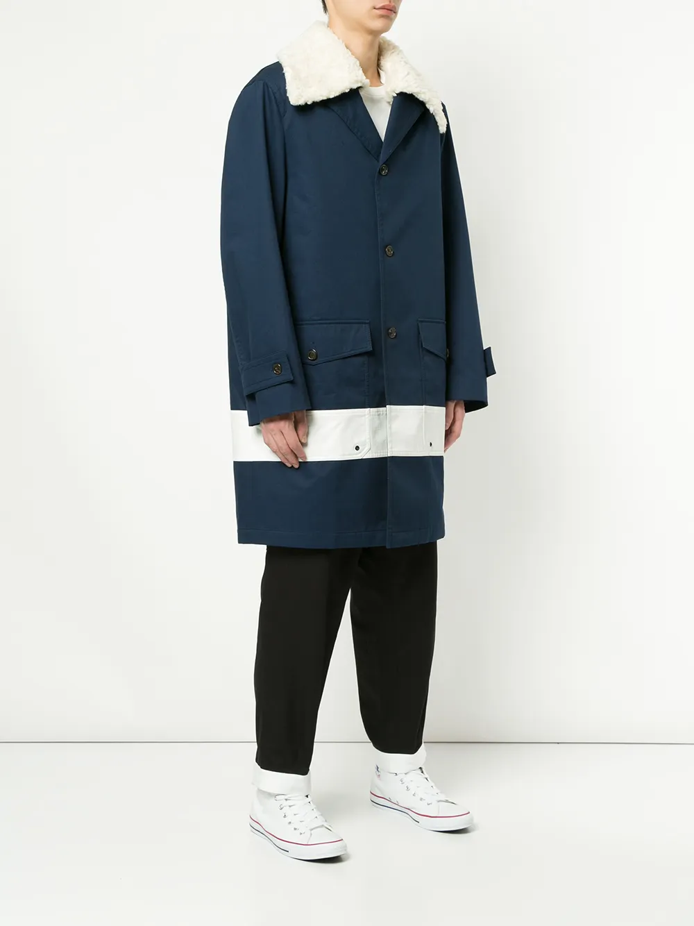Ports V Jas met lammy afwerking Blauw