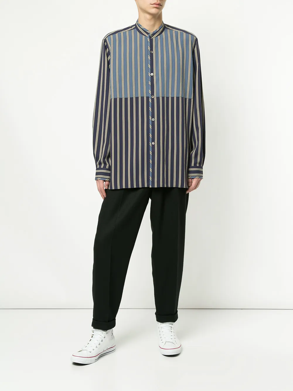  Ports V Gestreiftes Hemd   Blau 