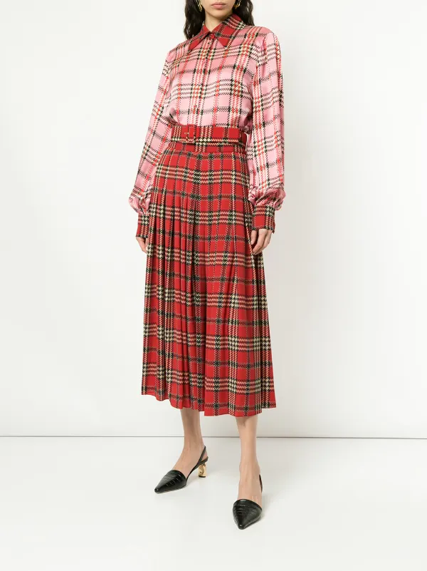 emilia wickstead tartan midi skirt