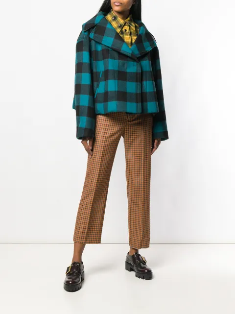 N°21 Nº21 SHORT CHECK JACKET - BLUE