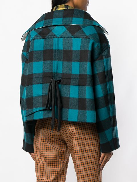 N°21 Nº21 SHORT CHECK JACKET - BLUE