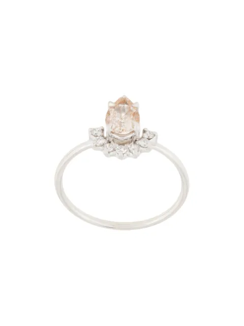 Natalie Marie 14kt white gold rutilated quartz and diamond ring