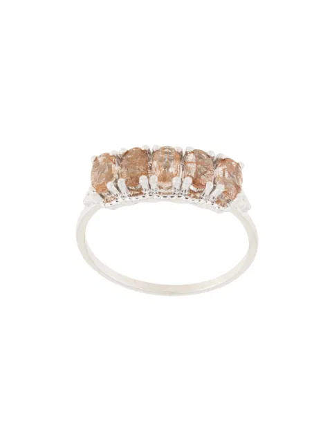 Natalie Marie 14kt white gold Precious Dotted Oval Stone Wrap