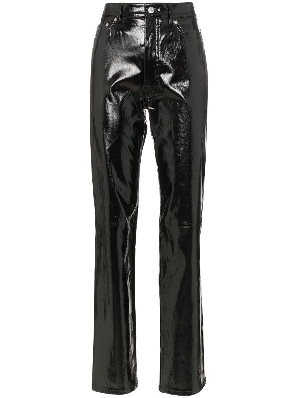 фото Helmut Lang лакированные брюки прямого кроя