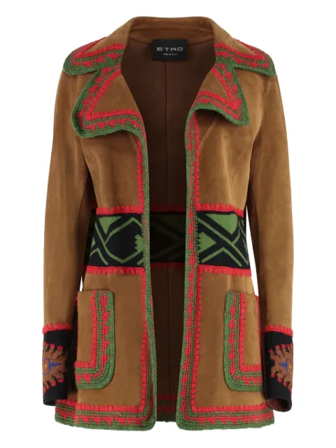 ETRO embroidered leather jacket