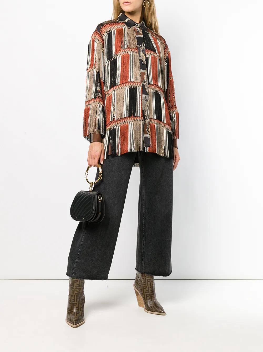 ETRO fringed detail shirt Zwart
