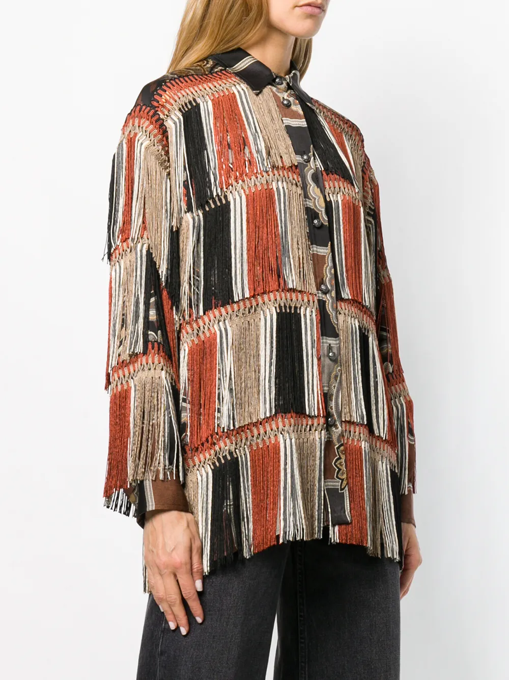ETRO fringed detail shirt Zwart