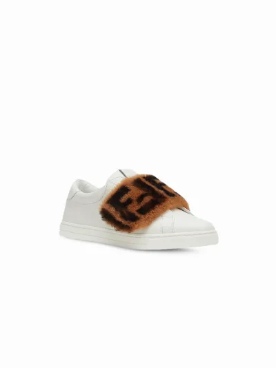 fendi ff motif fur panel sneakers