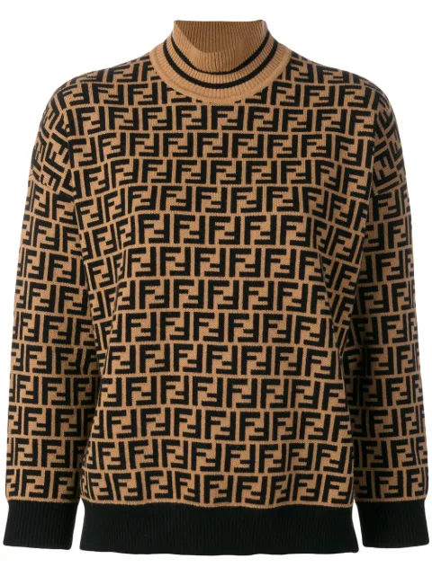 Fendi Suéter Gola Alta Com Logo FF Menor preço em Fendi Suéter Gola Alta Com Logo FF