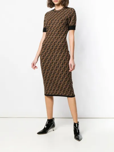 FF logo print fitted dress | Fendi 