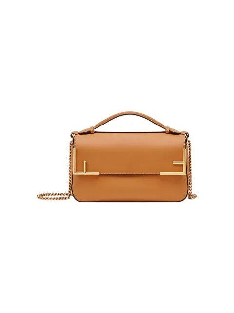 FENDI FENDI BROWN CHAIN STRAP LOGO SHOULDER BAG