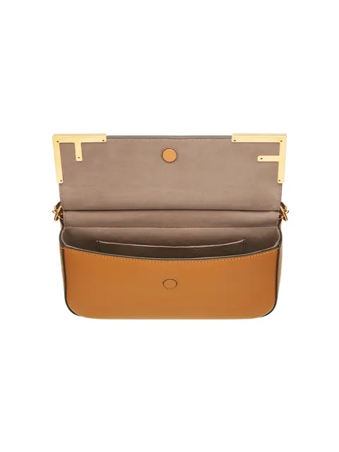 FENDI FENDI BROWN CHAIN STRAP LOGO SHOULDER BAG