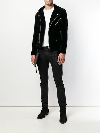 biker style velvet jacket展示图